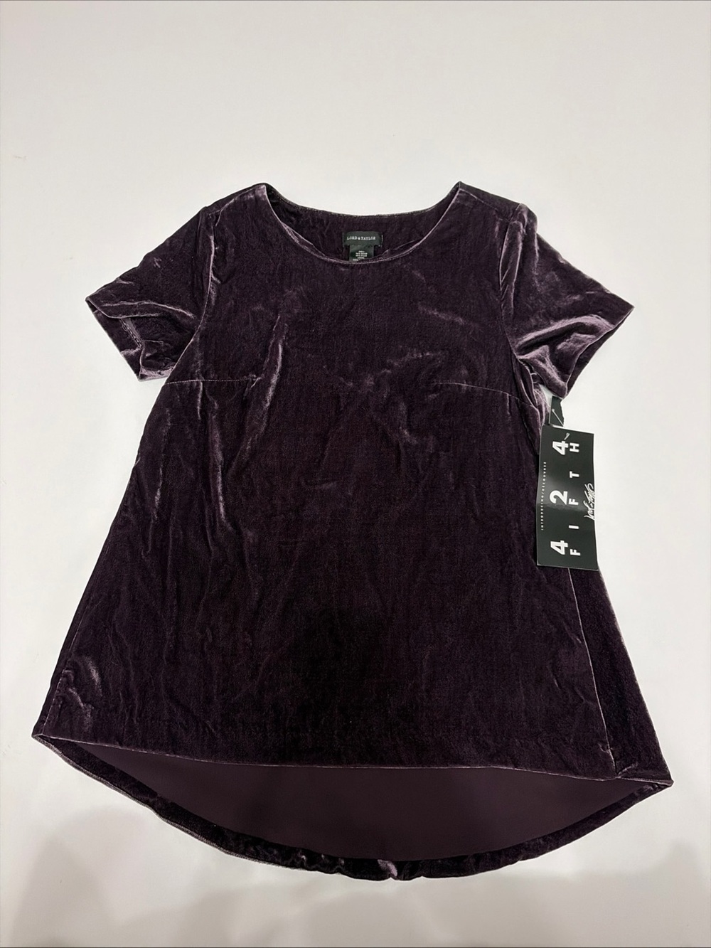 Lord & Taylor Velvet Short-Sleeve Tunic - Plum